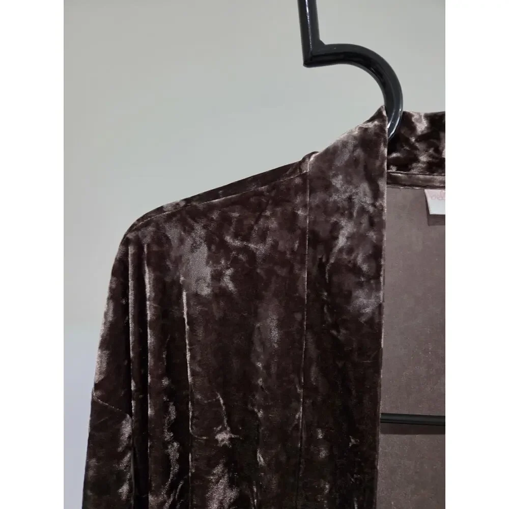 Belle Boho Kim Gravel Size Med Espresso Crushed Velvet Topper A666903 NWOT